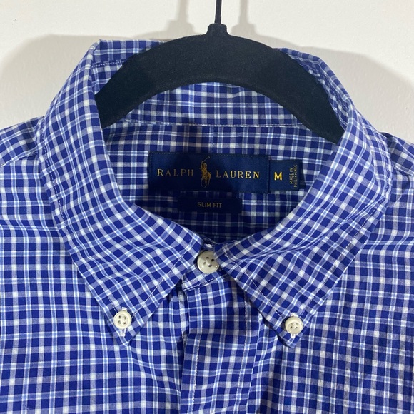 Blue print button down dress shirt - Picture 2 of 3